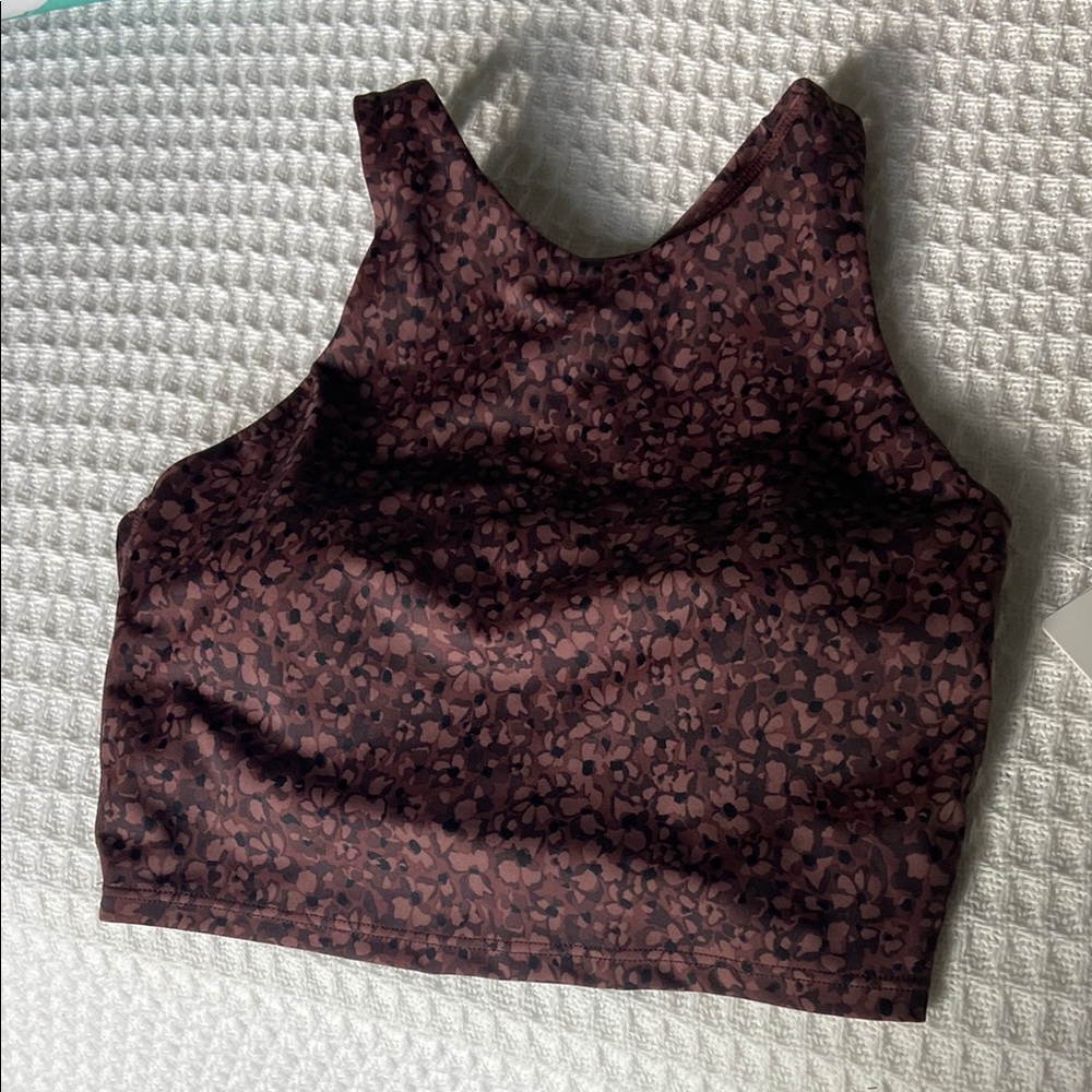 Brown Patterned Crop Top athleta xs new